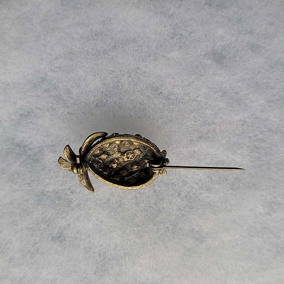 Vintage Rhinestone Pineapple Brass Brooch - Picture 4 of 5